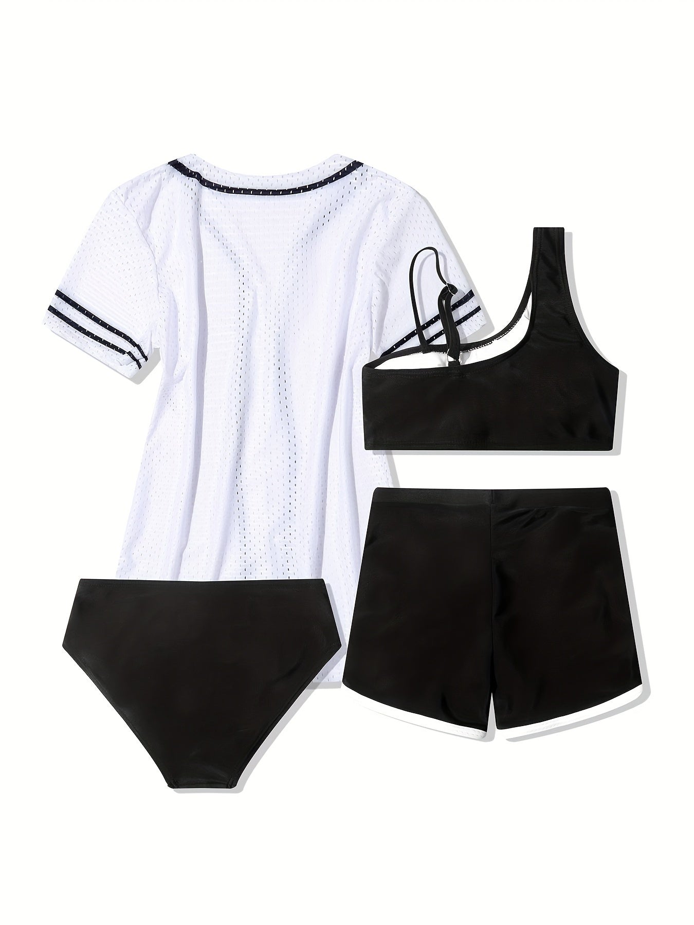 4pcs California Print Swimwear Set for Girls
