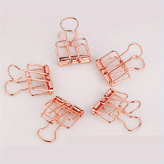 5pcs Office Storage Book Clip Stationery File Clip Metal Hollow Long Tail Clip