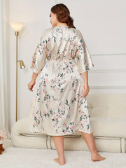 Nightdress Women's Floral Print Sleeved Sleep Dress
