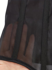Mesh Strapless Corset Tummy Control Lace Up Body Shaper
