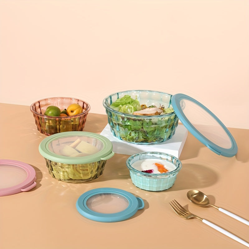 3pcs Round Colored Candy Jar Storage Box Fruit Salad Bowl