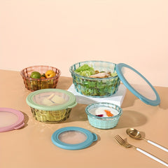 3pcs Round Colored Candy Jar Storage Box Fruit Salad Bowl