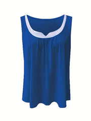 Colorblock Notched Neck Tank Top