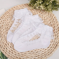 3 Pairs Lace Knee High Socks for Baby Girls