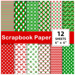 12pcs Christmas Scrapbook Paper 15x24cm Non-Adhesive Single Sided Paper