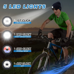 LED Light Knitted Music Cap with Headphone Speaker