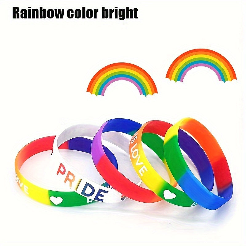 2pcs Rainbow Letter Wrist Band Bracelet
