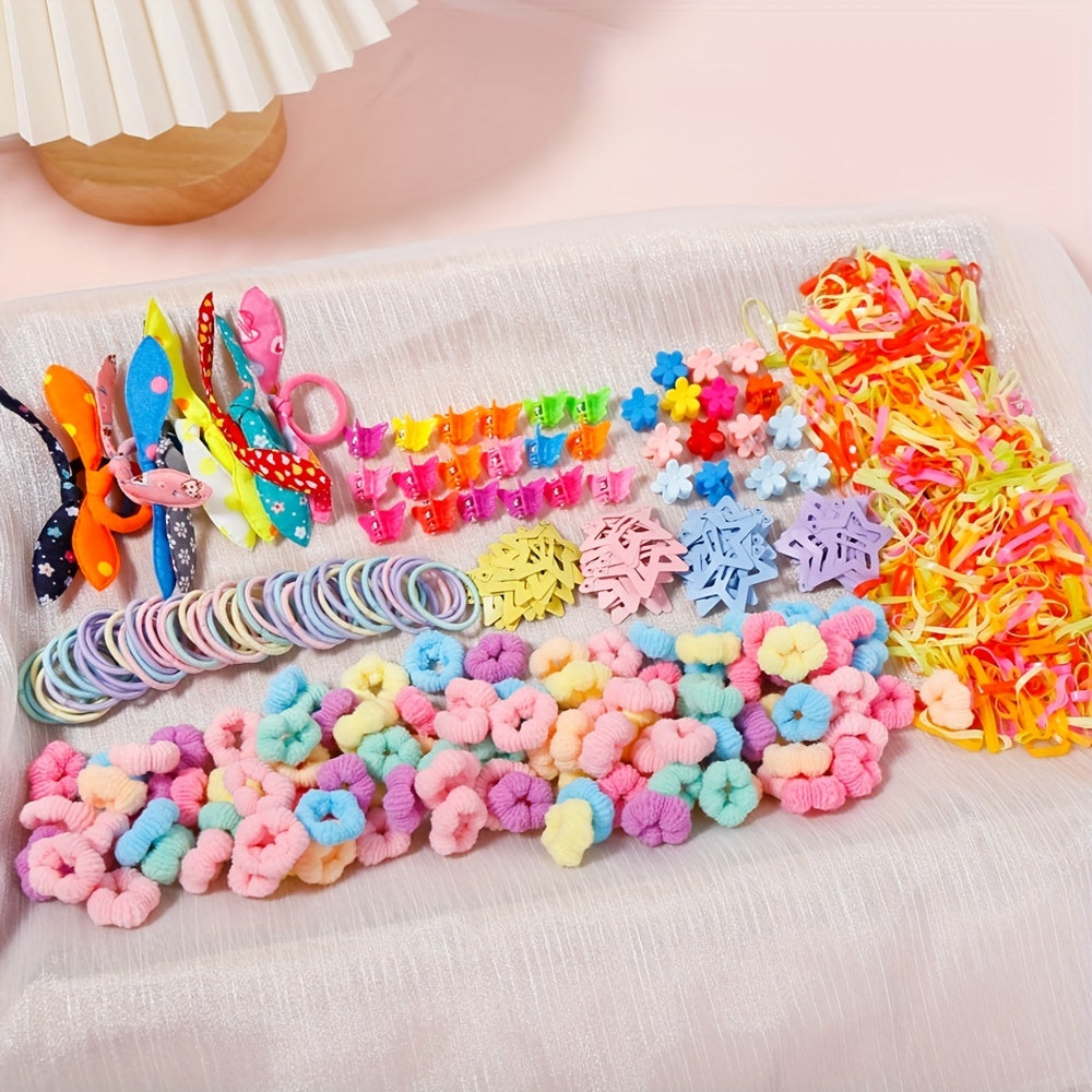 735pcs Colorful Hair Clips & Rings for Baby Girls