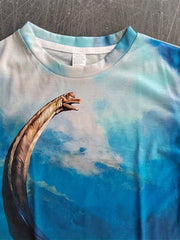 3D Dinosaur Graphic Kids T Shirt Short Sleeve Stretchy Comfort