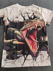 Kids Dino Print T Shirt Short Sleeves Crew Neck for Outdoor Adventures