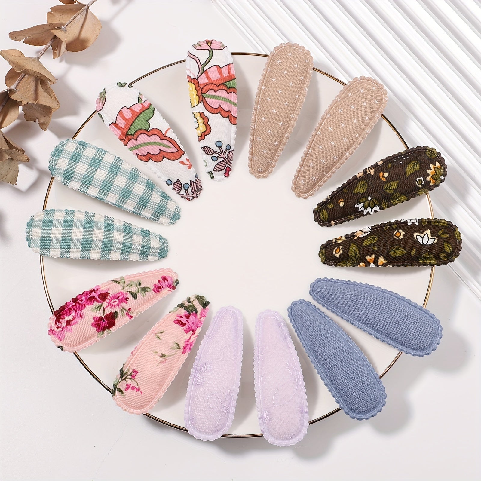 Boho Floral Bow Hair Clip Set for Baby Girls