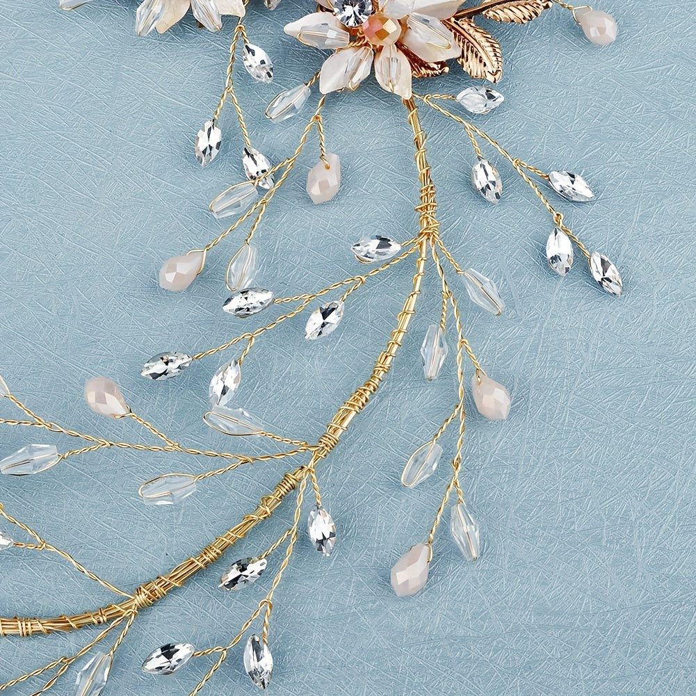 Flower Charm Crystal Hair Band Bridal Wedding Headband Accessory