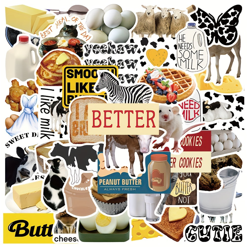 50pcs Salt Cow Butter Series Graffiti Stickers Waterproof DIY Diary Sticker Pack