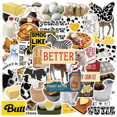 50pcs Salt Cow Butter Series Graffiti Stickers Waterproof DIY Diary Sticker Pack