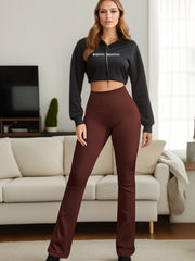 High Waist Ribbed Yoga Bootcut Leggings for Women