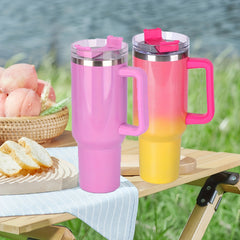 40oz Rainbow Stainless Steel Insulated Water Bottle with Handle & Straw Lid