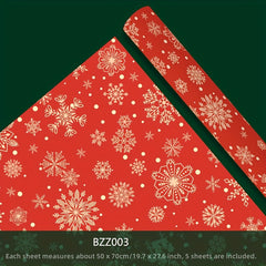 5pcs Christmas Gift Wrapping Paper, Santa Reindeer Snowman Pattern