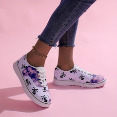 Women's Halloween Skull Pattern Skateboard Shoes Lightweight Lace Up Flat Shoes