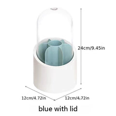 Makeup Brush Holder 360 Rotating Organizer with Clear Cover