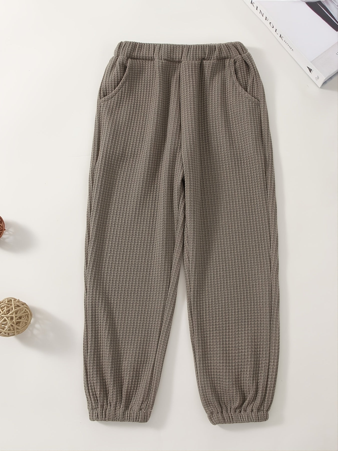 3pcs Toddler Boys Solid Sweatpants With Pocket