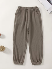 3pcs Toddler Boys Solid Sweatpants With Pocket