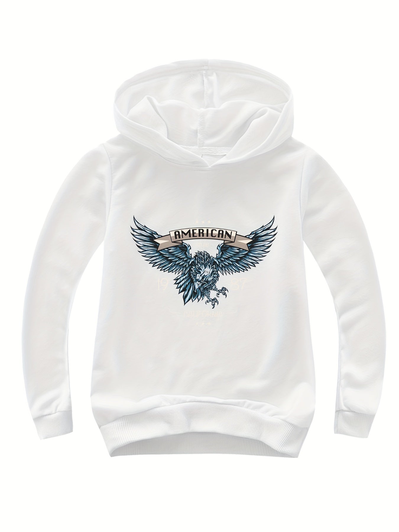 Cotton Eagle Print Hoodies Girls Comfy Sweatshirt Pullover Spring Fall Gift