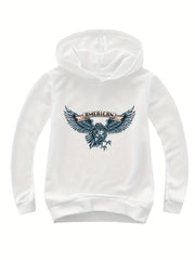 Cotton Eagle Print Hoodies Girls Comfy Sweatshirt Pullover Spring Fall Gift