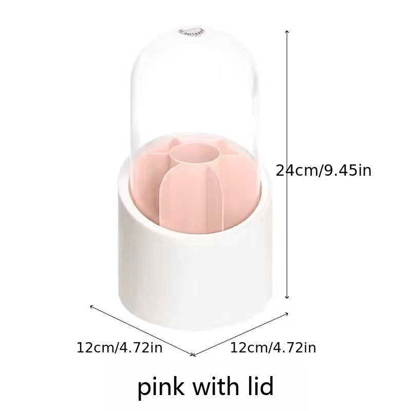 Makeup Brush Holder 360 Rotating Organizer with Clear Cover