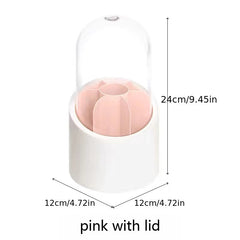Makeup Brush Holder 360 Rotating Organizer with Clear Cover