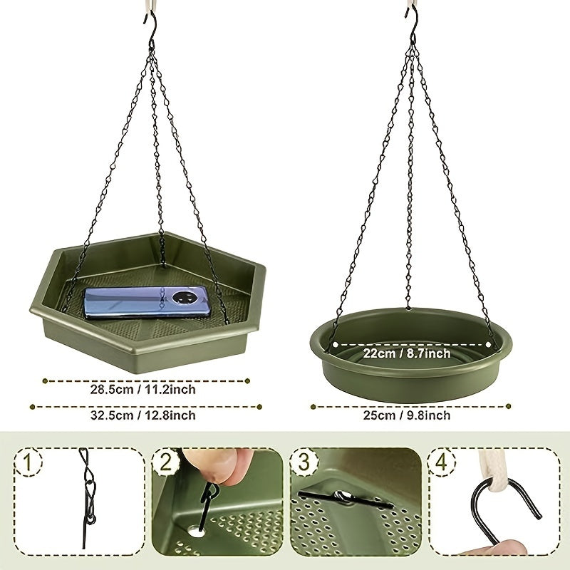 XL Hanging Bird Feeder & Bird Bath 2-in-1 Green