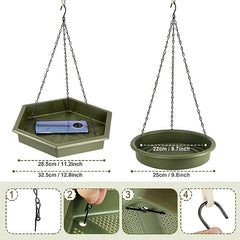XL Hanging Bird Feeder & Bird Bath 2-in-1 Green