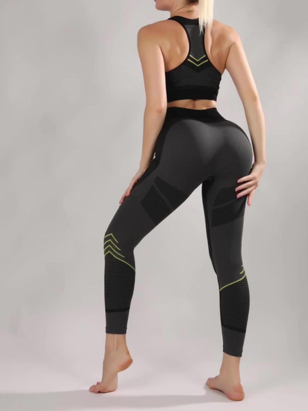 2pcs Sports Yoga Bra & High Waist Quick Drying Running Set