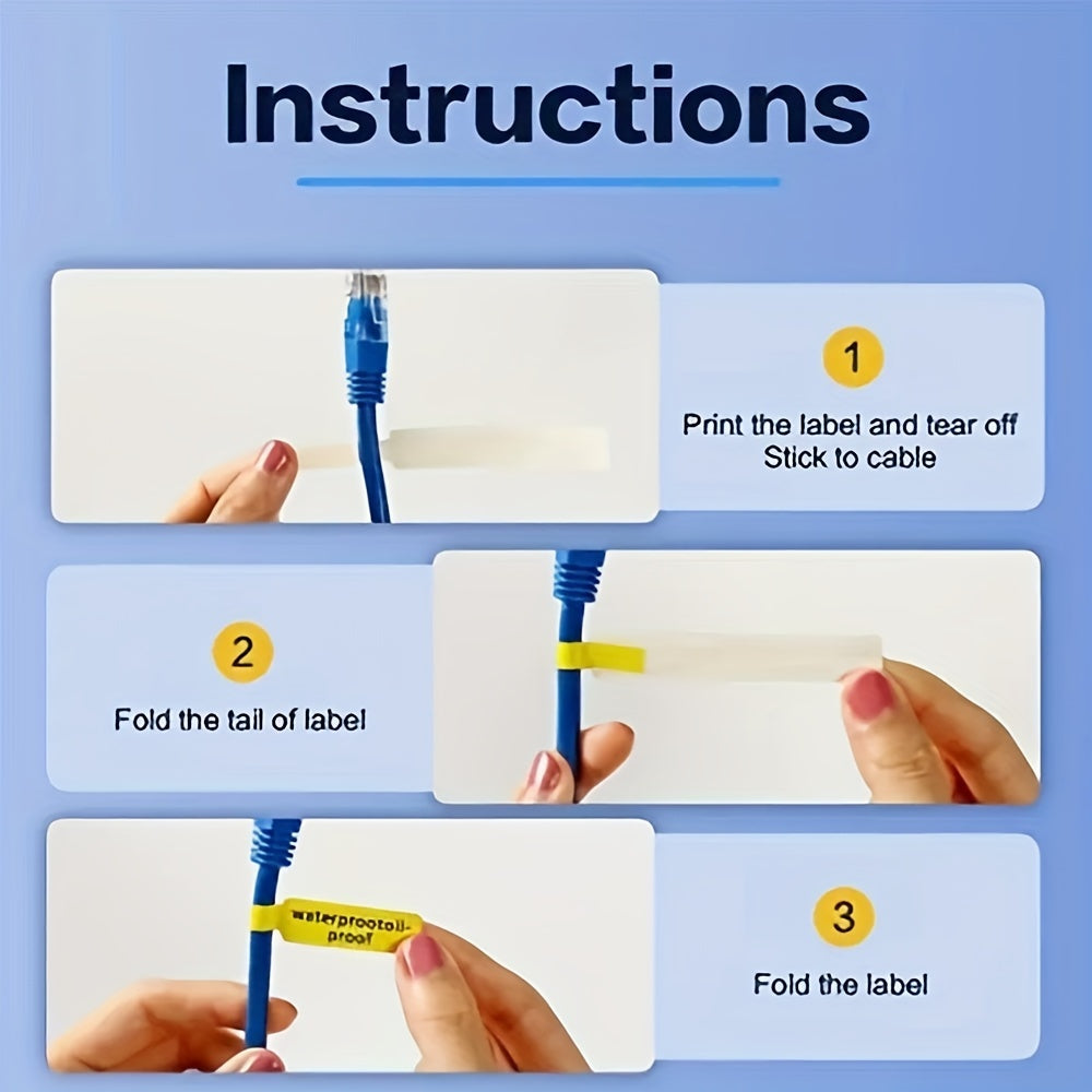 Colorful Waterproof Cable Labels 12.5mm X 74mm - 65 Labels