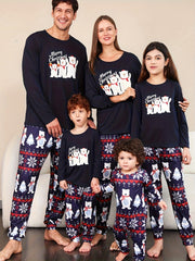 Bear Print Pajama Set Christmas Long Sleeve Top & Pants