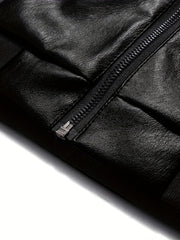 Men's Windproof PU Leather Jacket Outdoor Wear