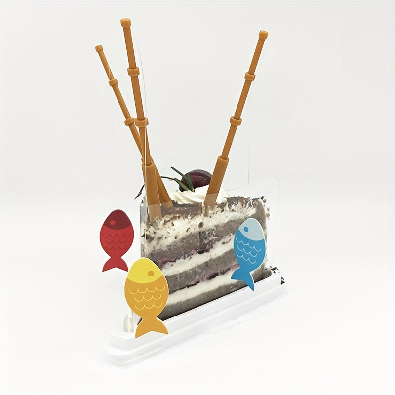 12pcs Mini Fishing Rod Cake Decoration for Party Gathering