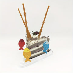 12pcs Mini Fishing Rod Cake Decoration for Party Gathering