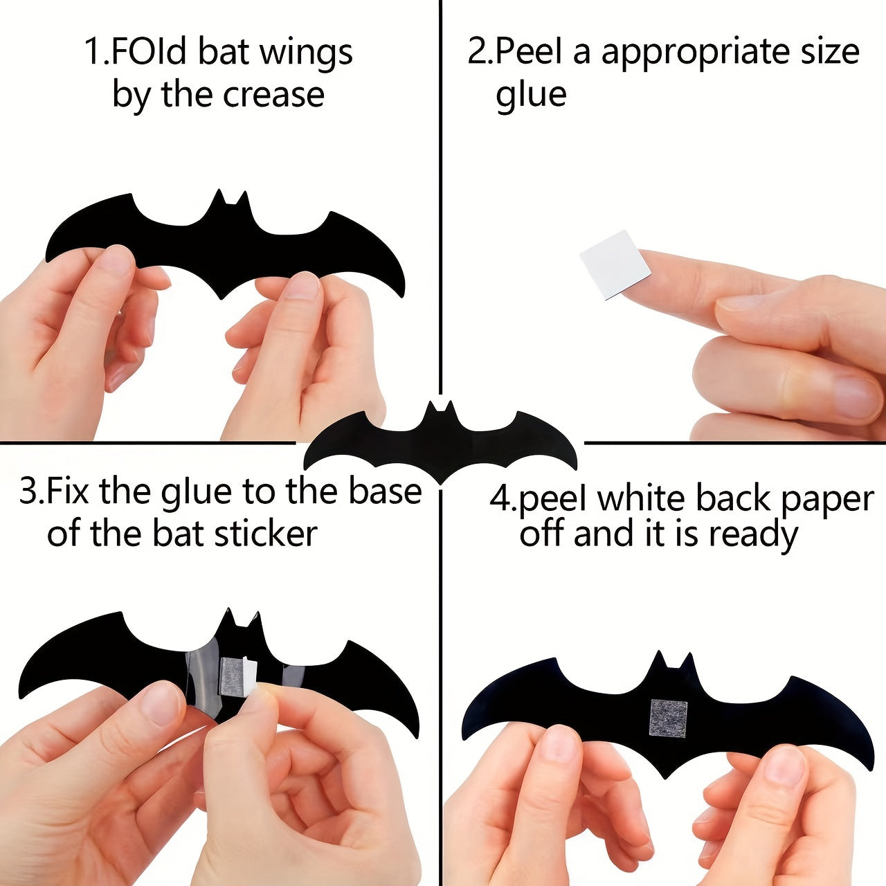 12pcs Halloween Bat Stickers 3D Bat Decorative Stickers Party Decoration