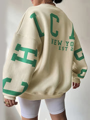 Girls' Casual Letter Print Crew Neck Sweatshirt Loose Fit Long Sleeve Pullover