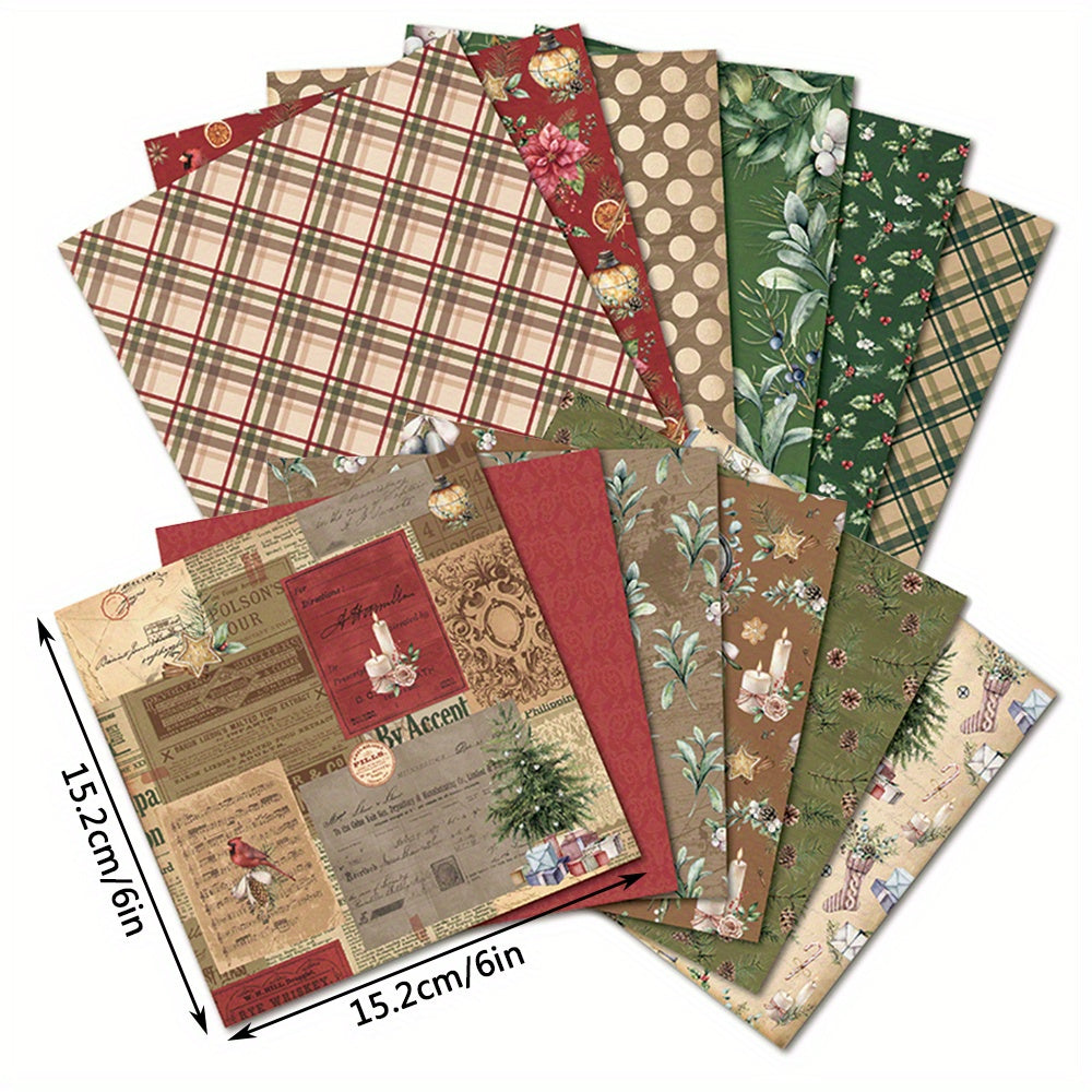 12pcs Plaid Pattern Scrapbook Paper 6 6in DIY Material For Crafting