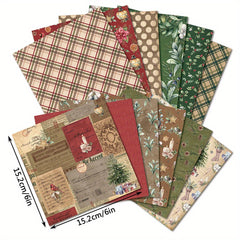 12pcs Plaid Pattern Scrapbook Paper 6 6in DIY Material For Crafting