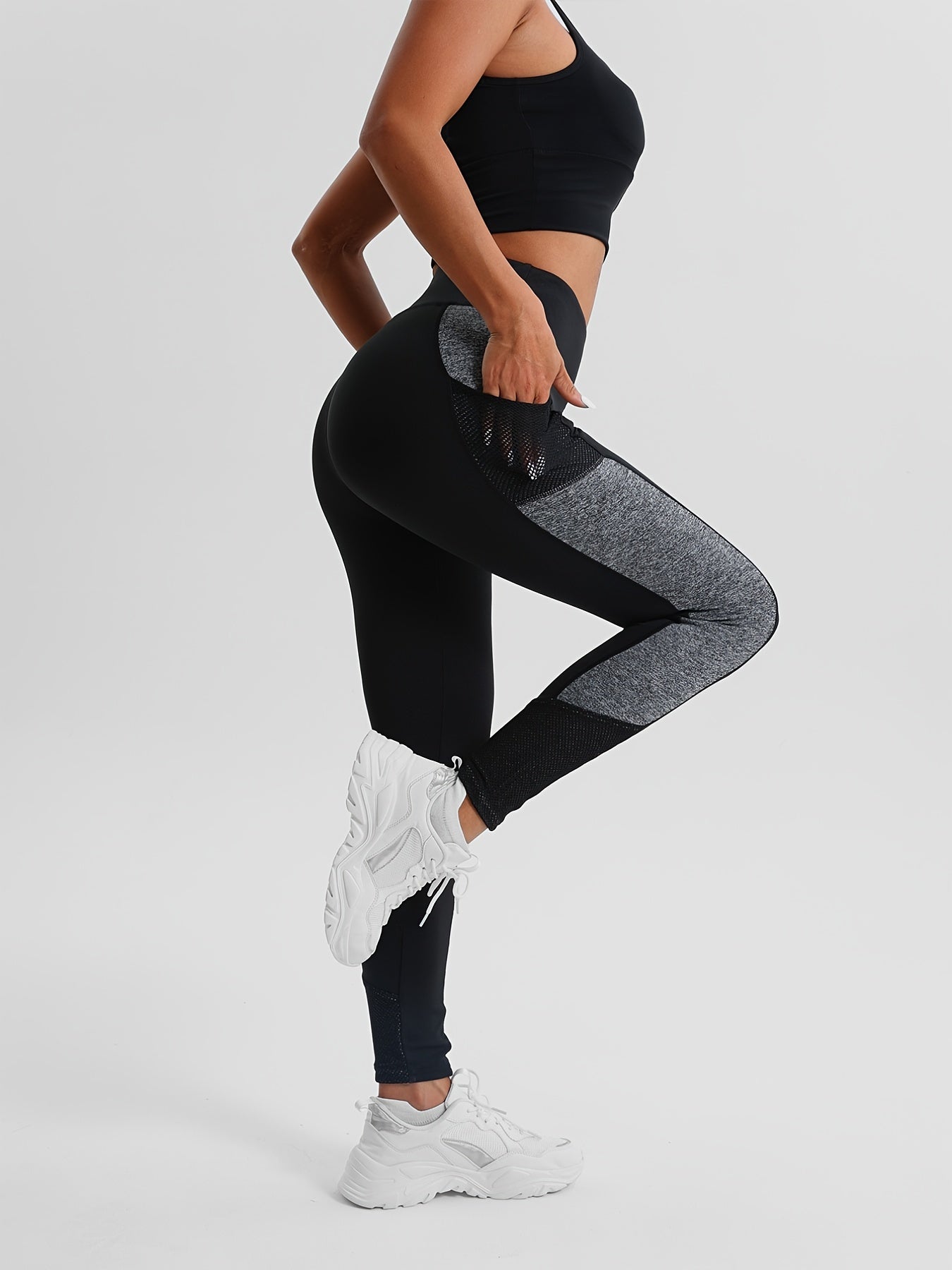 Soft Yoga Sports Leggings High Waist Mesh Pocket Women's Activewear
