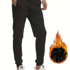 Men's Drawstring Fleece Sweatpants Casual Jogger Pants Autumn Winter