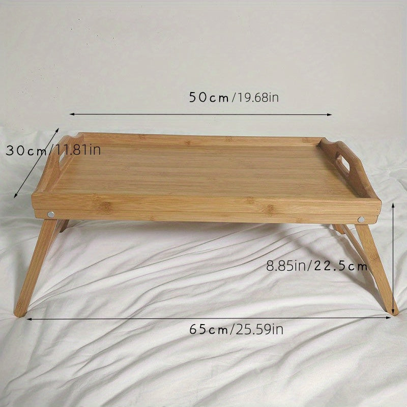Bamboo Bed Tray Table Foldable Legs Breakfast Laptop Desk
