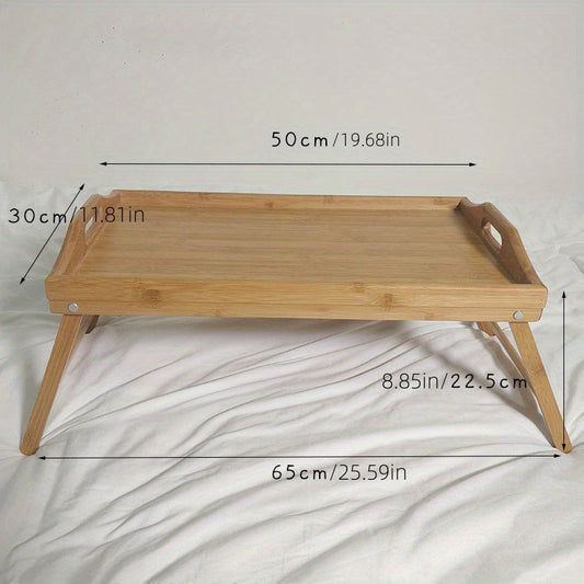Bamboo Bed Tray Table Foldable Legs Breakfast Laptop Desk