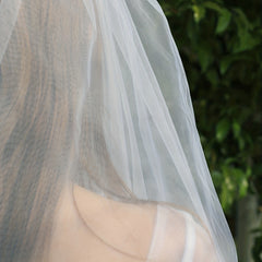 Bridal Wedding Veil With Comb Flower Pattern Mesh Faux Pearl Veil