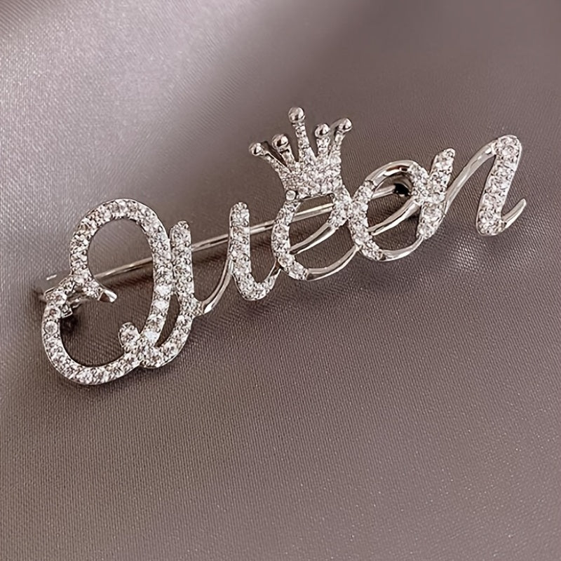 Queen Crown Rhinestone Brooch Pins Crystal Flower Brooch