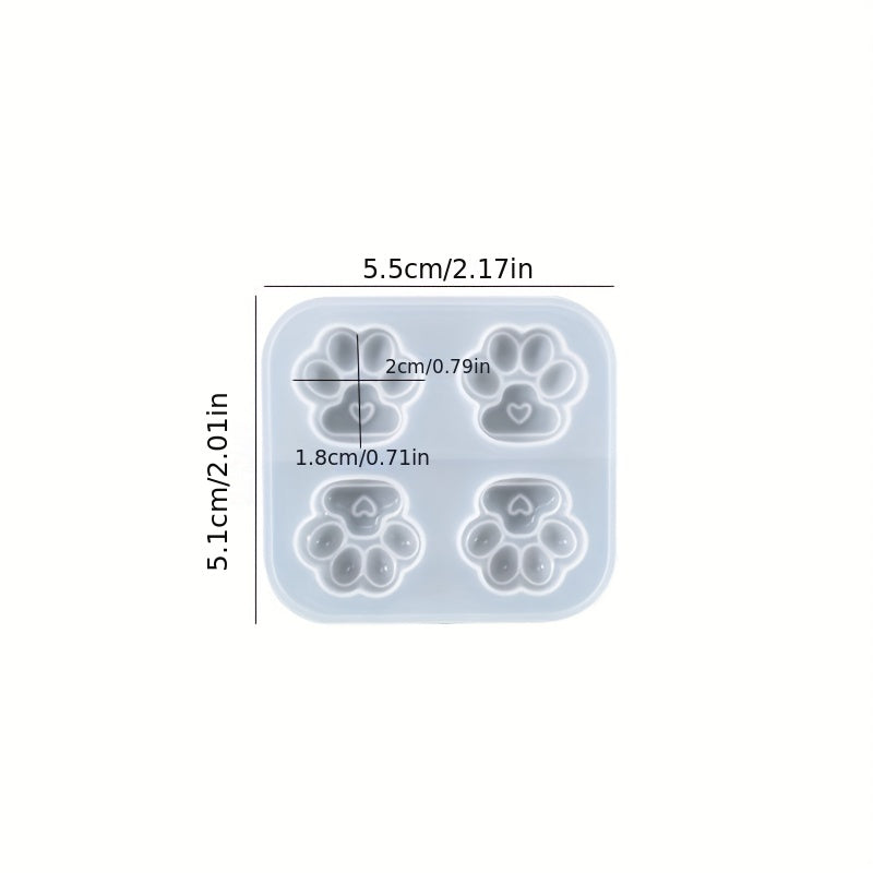 3Pcs Cat Paws Heart Footprint Resin Silicone Mold