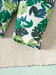 2pcs Baby Boy Green Plant Printed Leggings Cotton Trousers