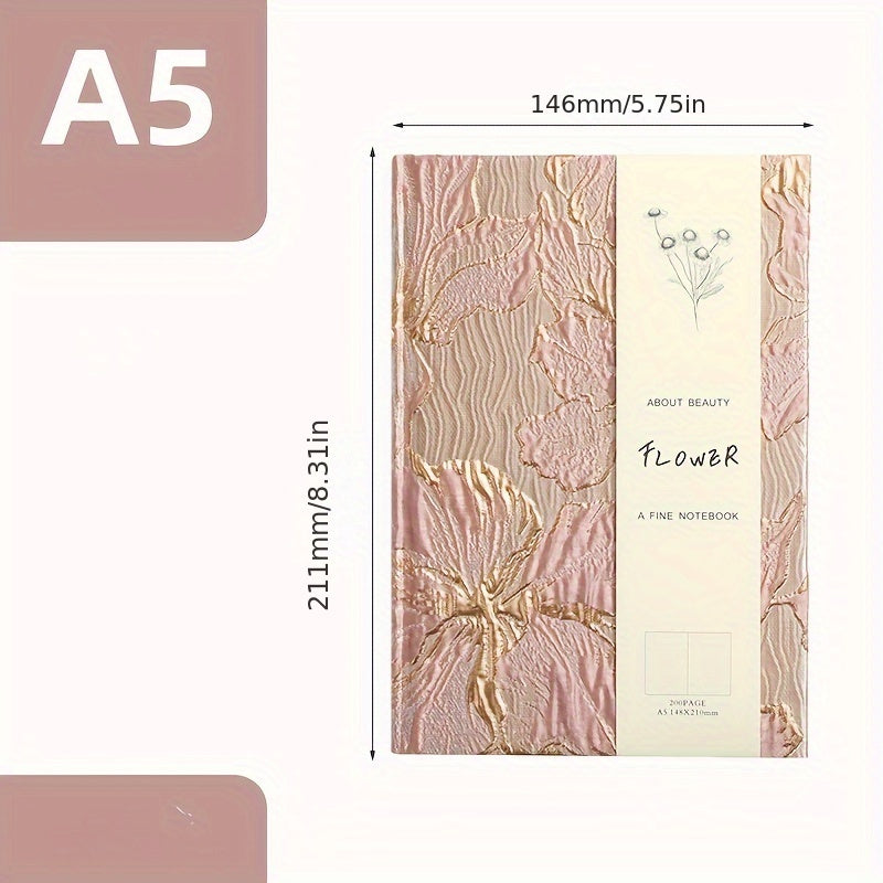 Floral Lily Journal Pink Nylon Golden Accents 1pc Notebook